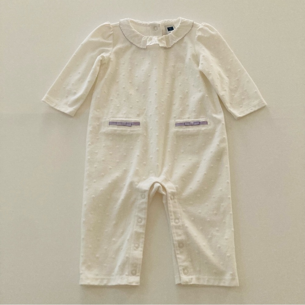 Janie and Jack 3-6 Months Baby Girl Romper White Lavender